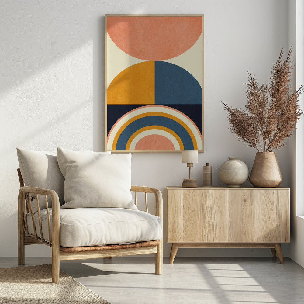 Rainbow Plus Shapes Blue Mustard10 | Poster