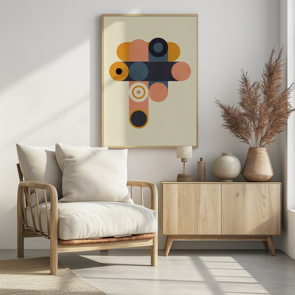 Rainbow Plus Shapes Blue Mustard8 | Poster