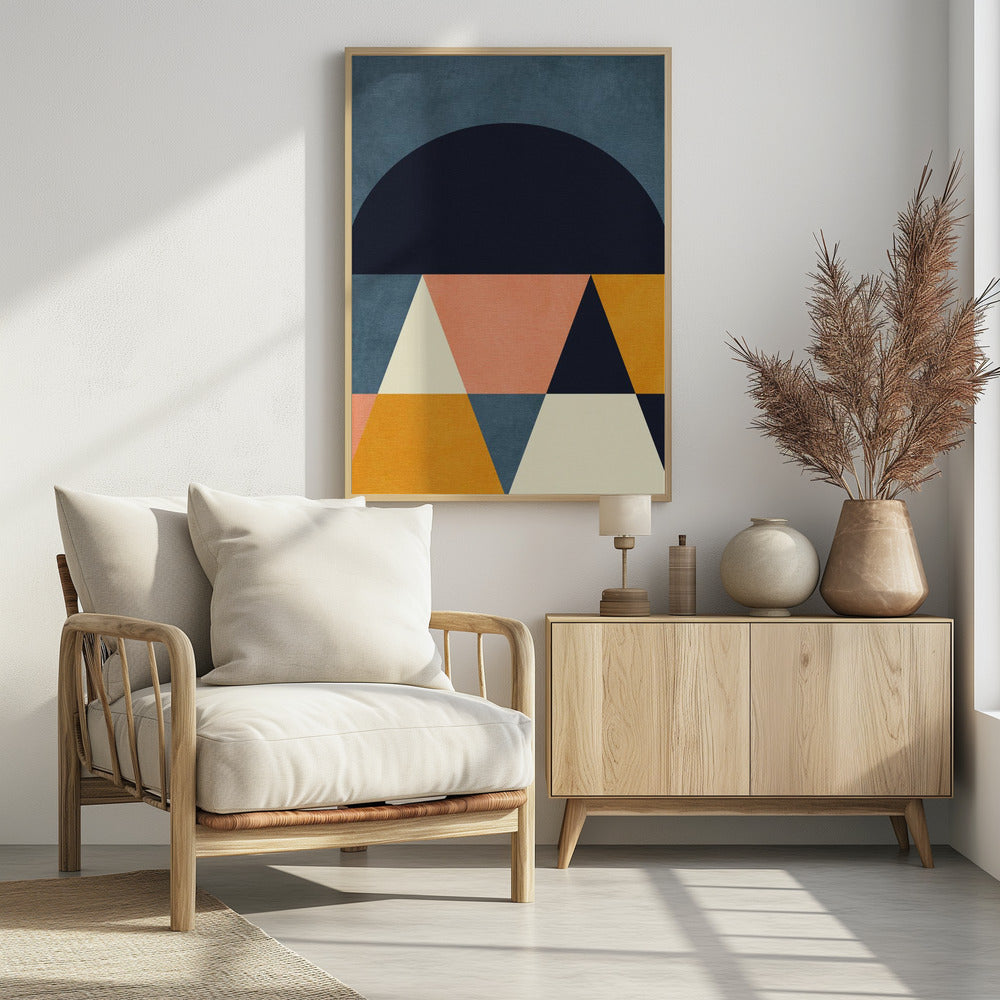 Rainbow Plus Shapes Blue Mustard4 | Poster