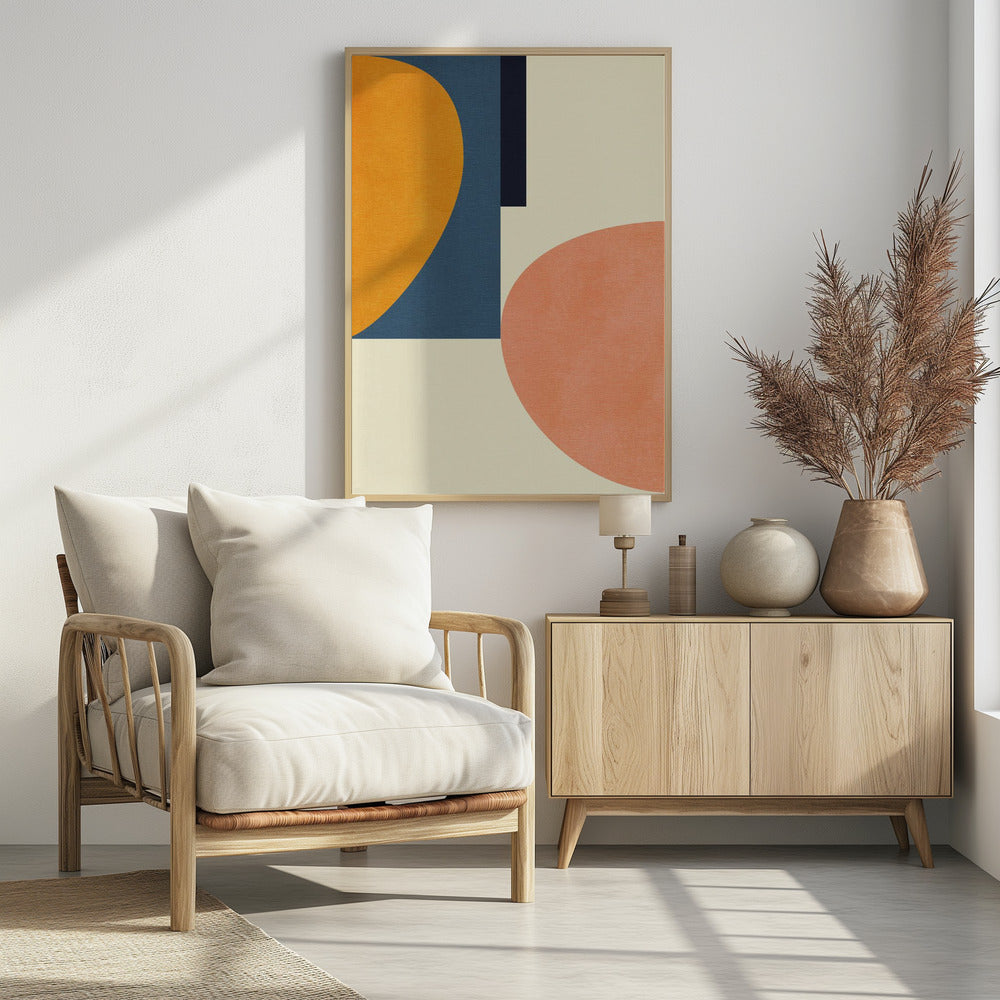Rainbow Plus Shapes Blue Mustard1 | Poster