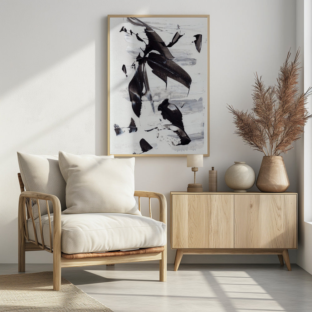 Monochrome dynamische Pinselstriche | Poster