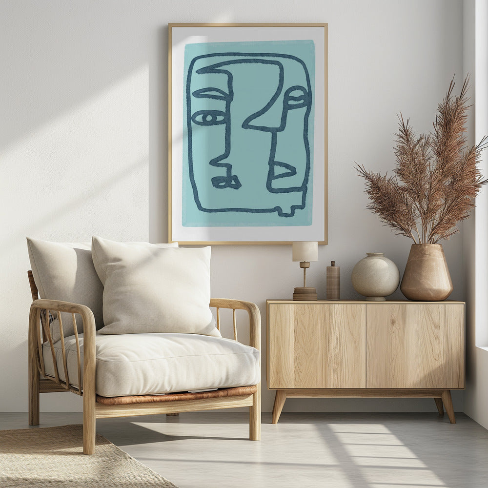 Blue Abstract Faces | Poster