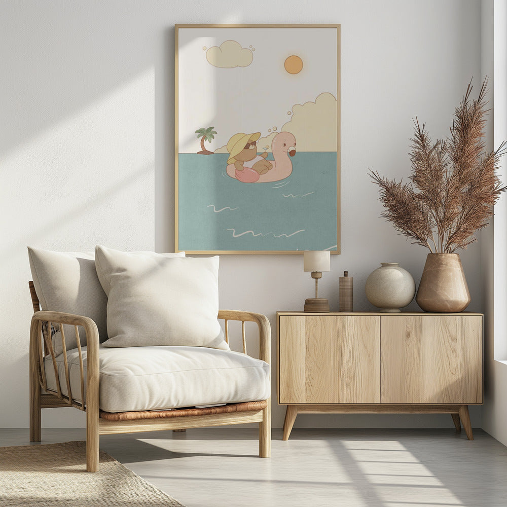 Bear On Summer Beach | Poster