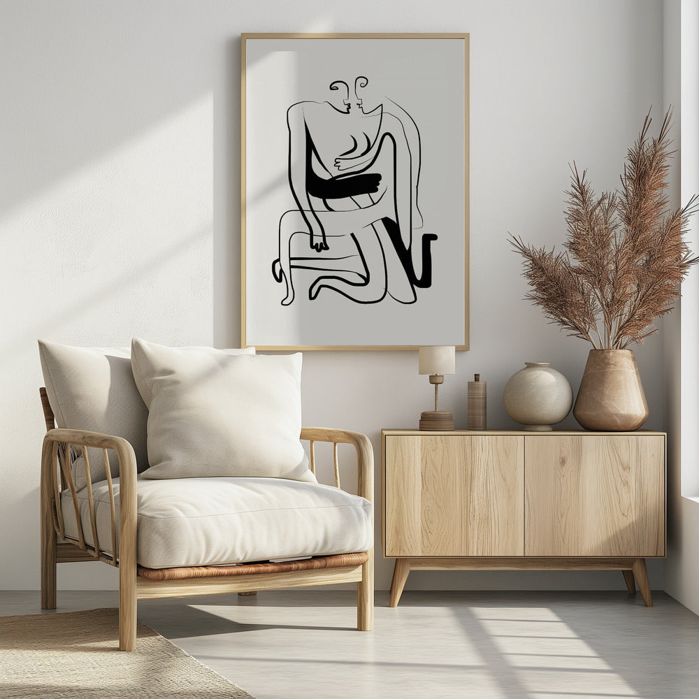 Hugs and Kisses Line Art | Poster