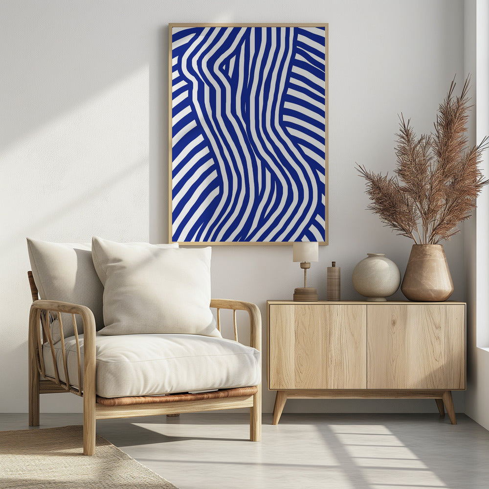 Blau-weiß gestreifter Akt | Poster