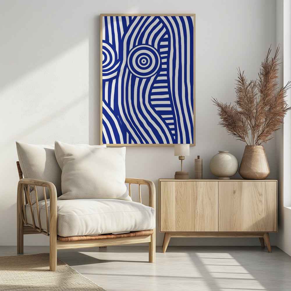 Vorderseite blau-weiß gestreift Nude | Poster