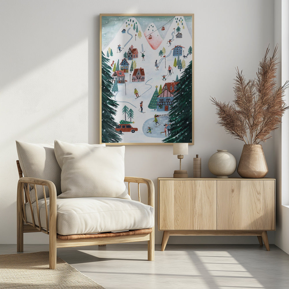 Langlauf in den Bergen zu Weihnachten | Poster