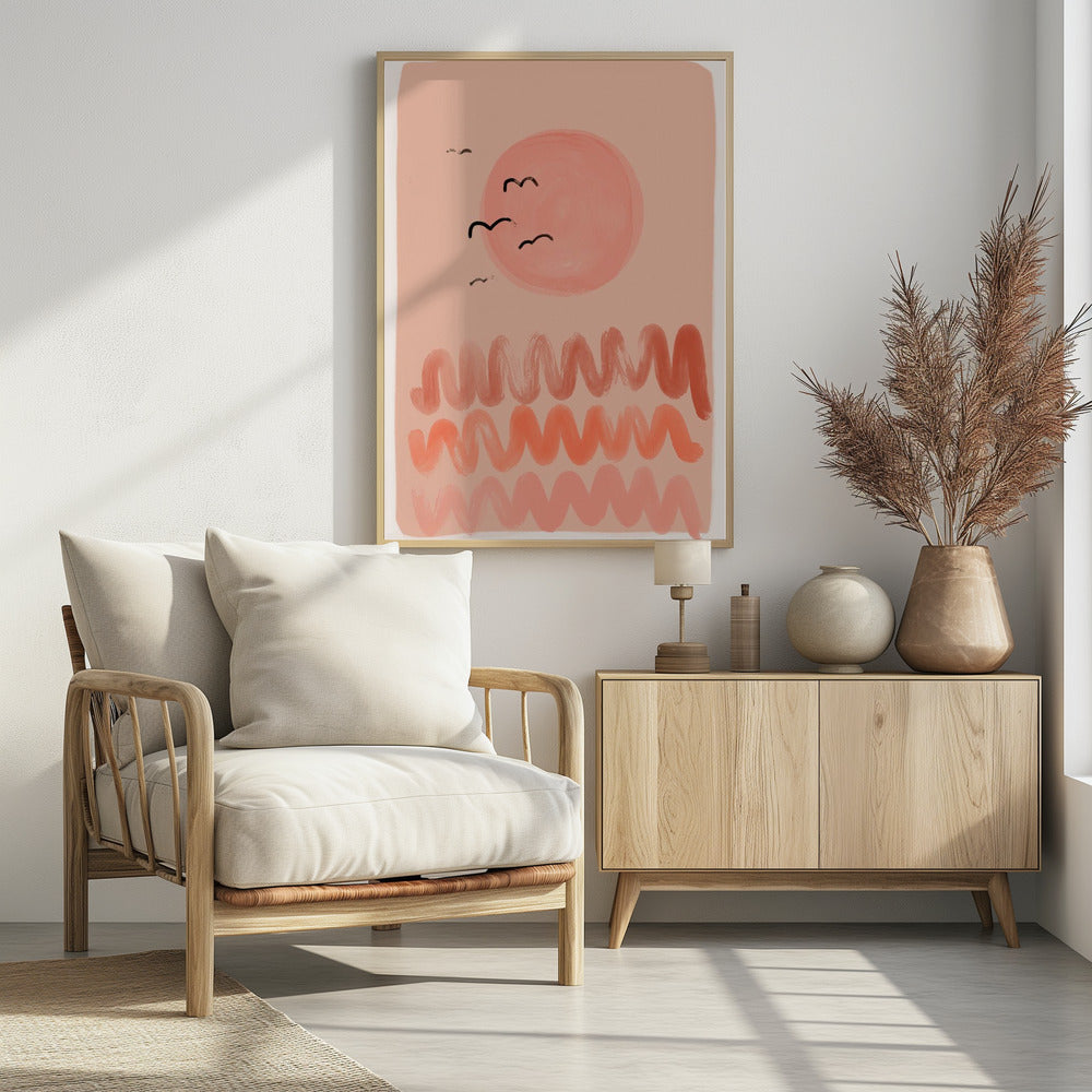Pfirsichfarbene Himmelswellen | Poster