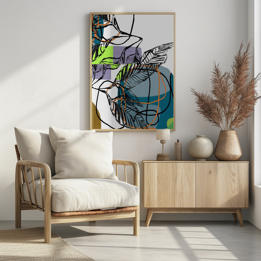 Abstract Black Leaves With Colour No1 | Poster