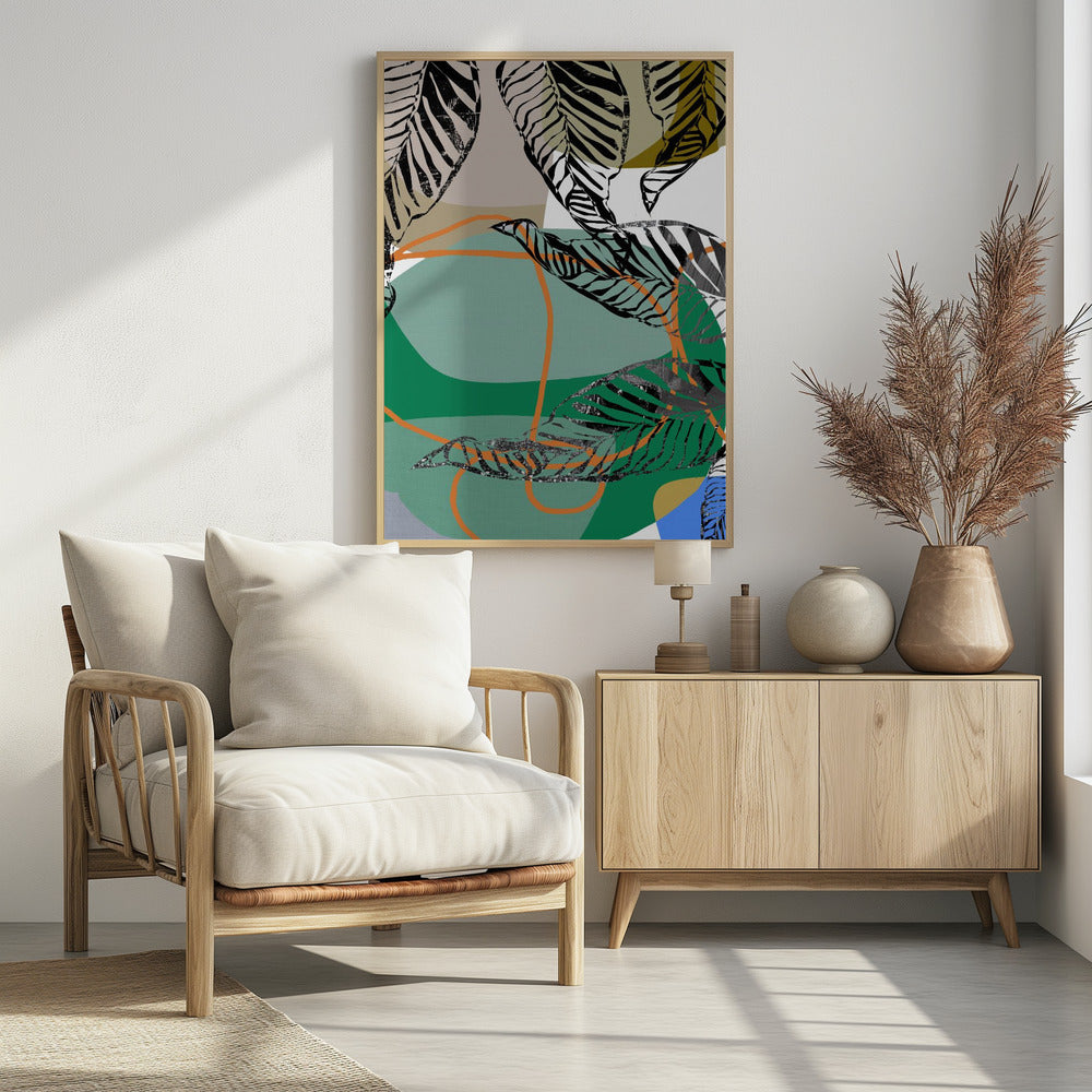 Abstract Black Leaves With Colour No2 | Poster