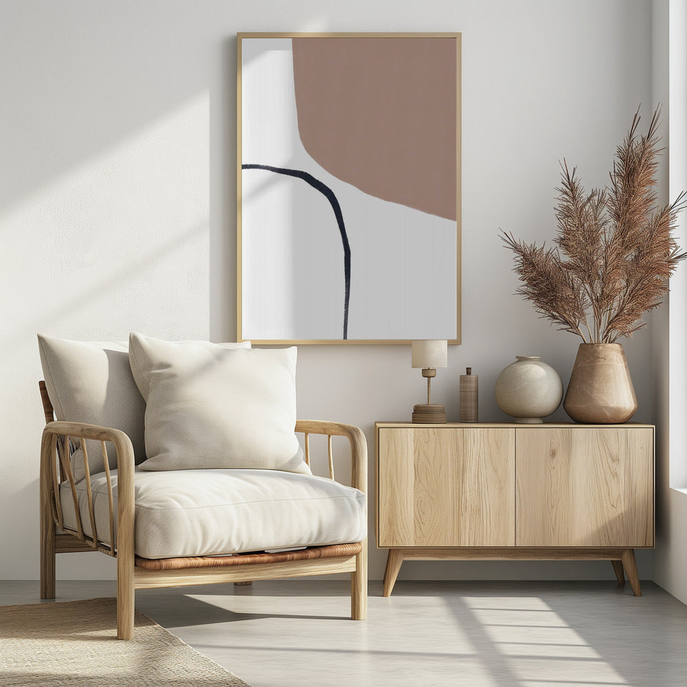 Soft Beige And Black Lines | Poster