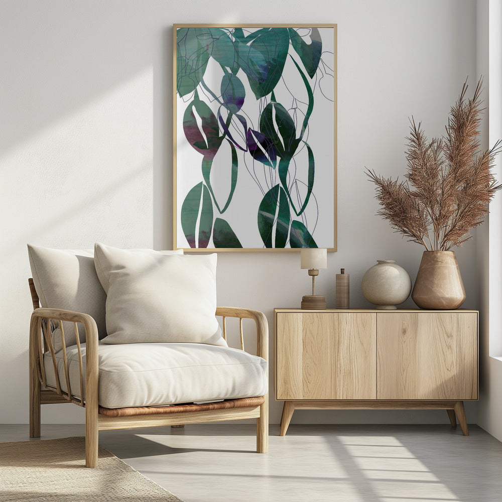 Botanische Blattkunst in Marineblau 4 | Poster