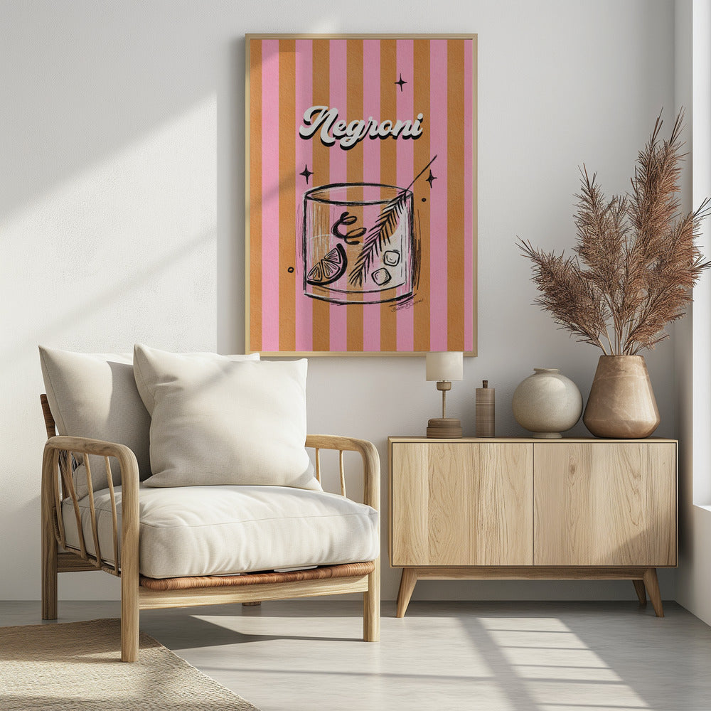 Negroni Drink auf Streifen | Poster