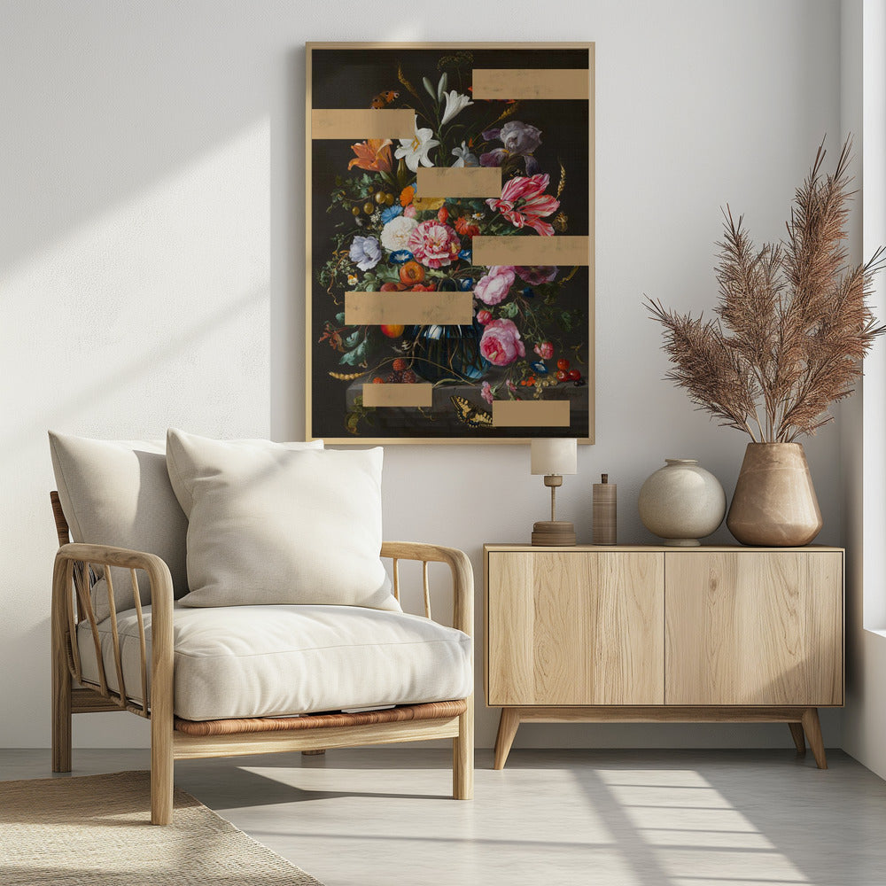 Blumenstrauß aus Vintage-Ölgemälden, moderne Collage | Poster