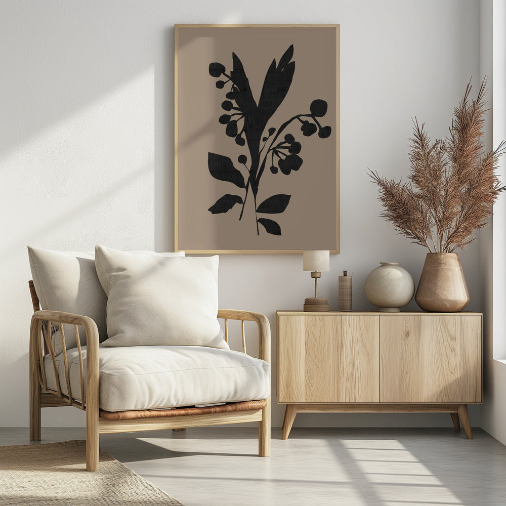 Black Floral Buds Modern Botanical Silhouette | Poster