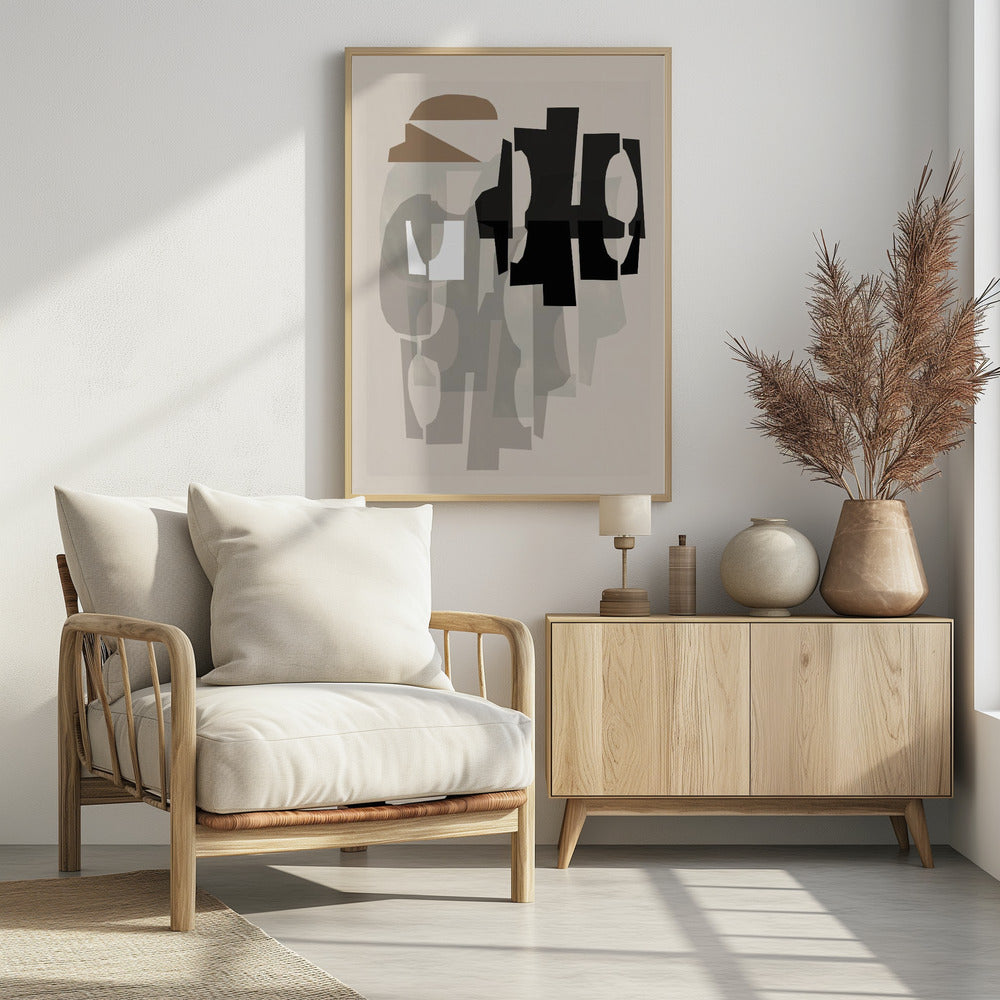 Black and White and Brown Relief 1 | Poster