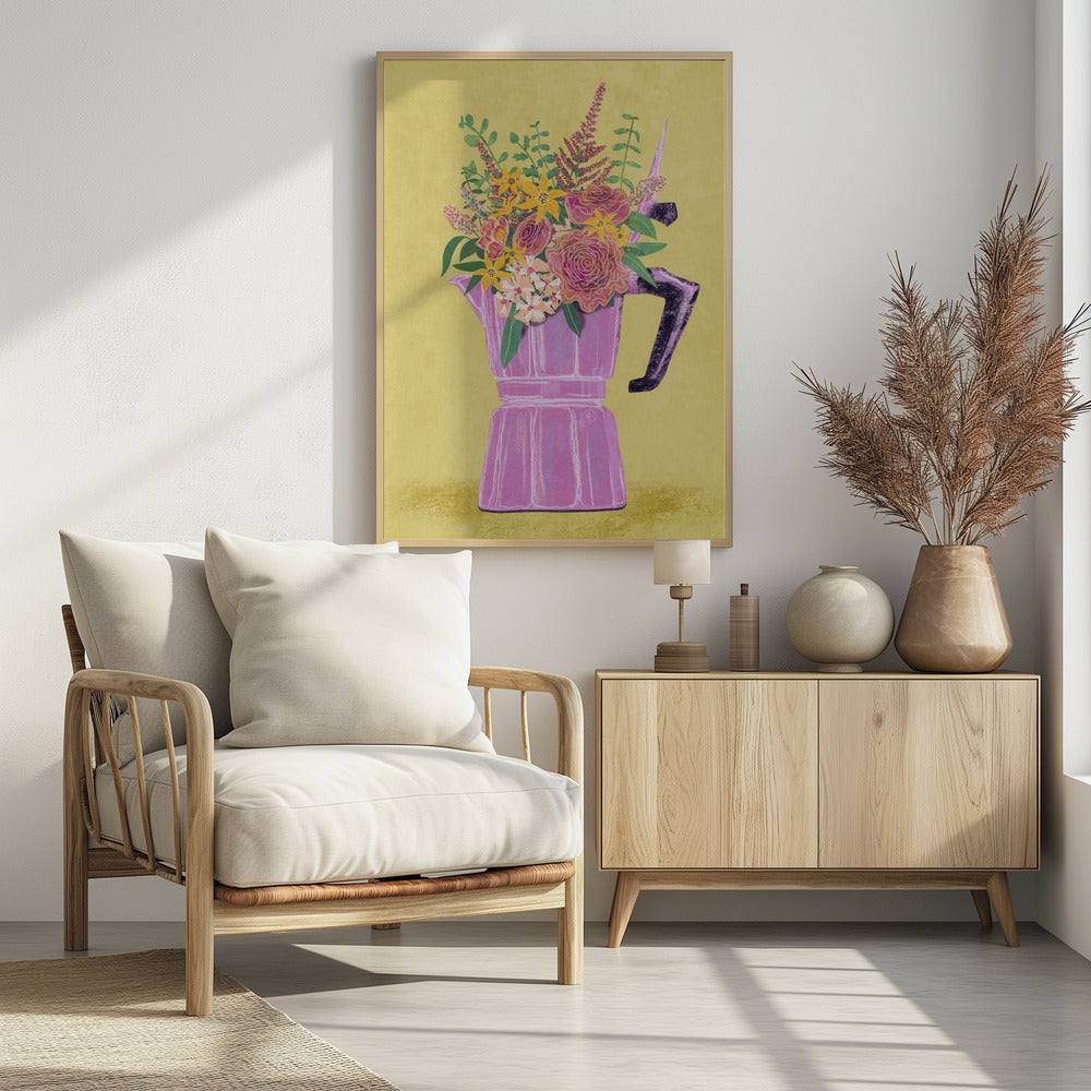 Espressomaschine mit Blumen | Poster