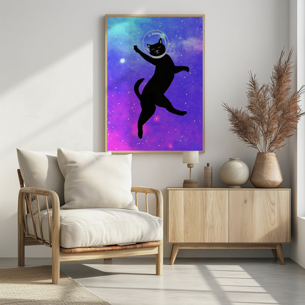 Glückliche Weltraumkatze | Poster
