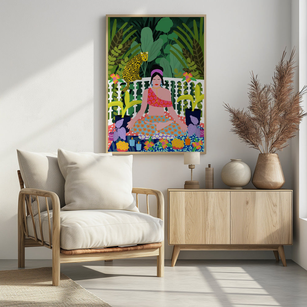 Frau im Lotussitz | Poster