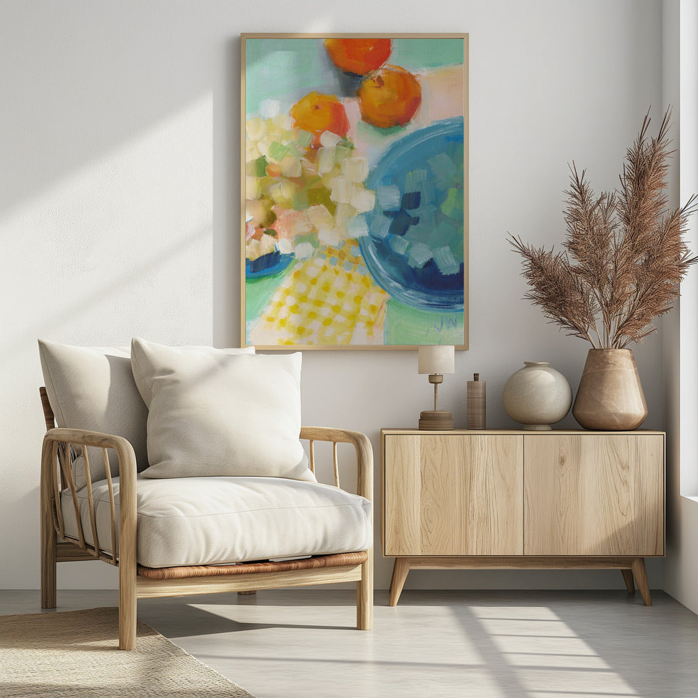 Orangen und Hortensien | Poster
