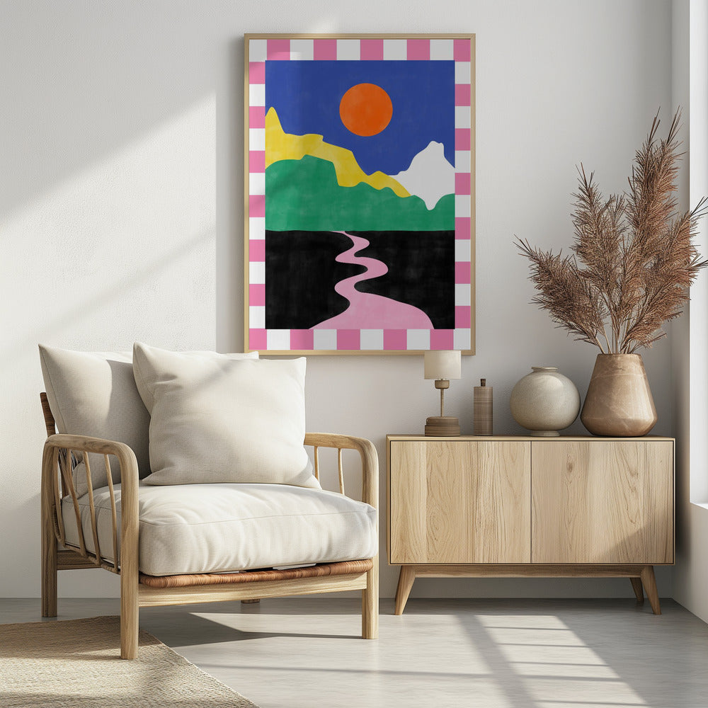 Minimalistische Landschaft mit leuchtenden Farben | Poster