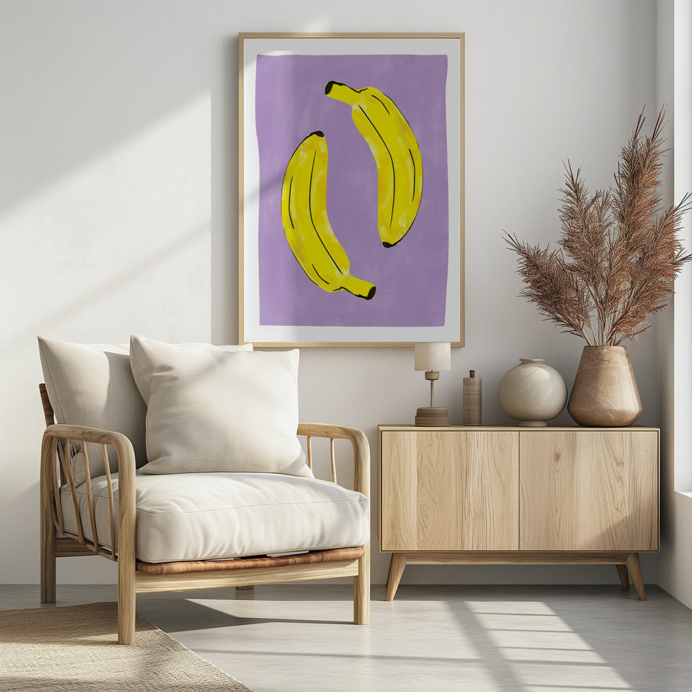 Zwei leuchtend gelbe Bananen | Poster
