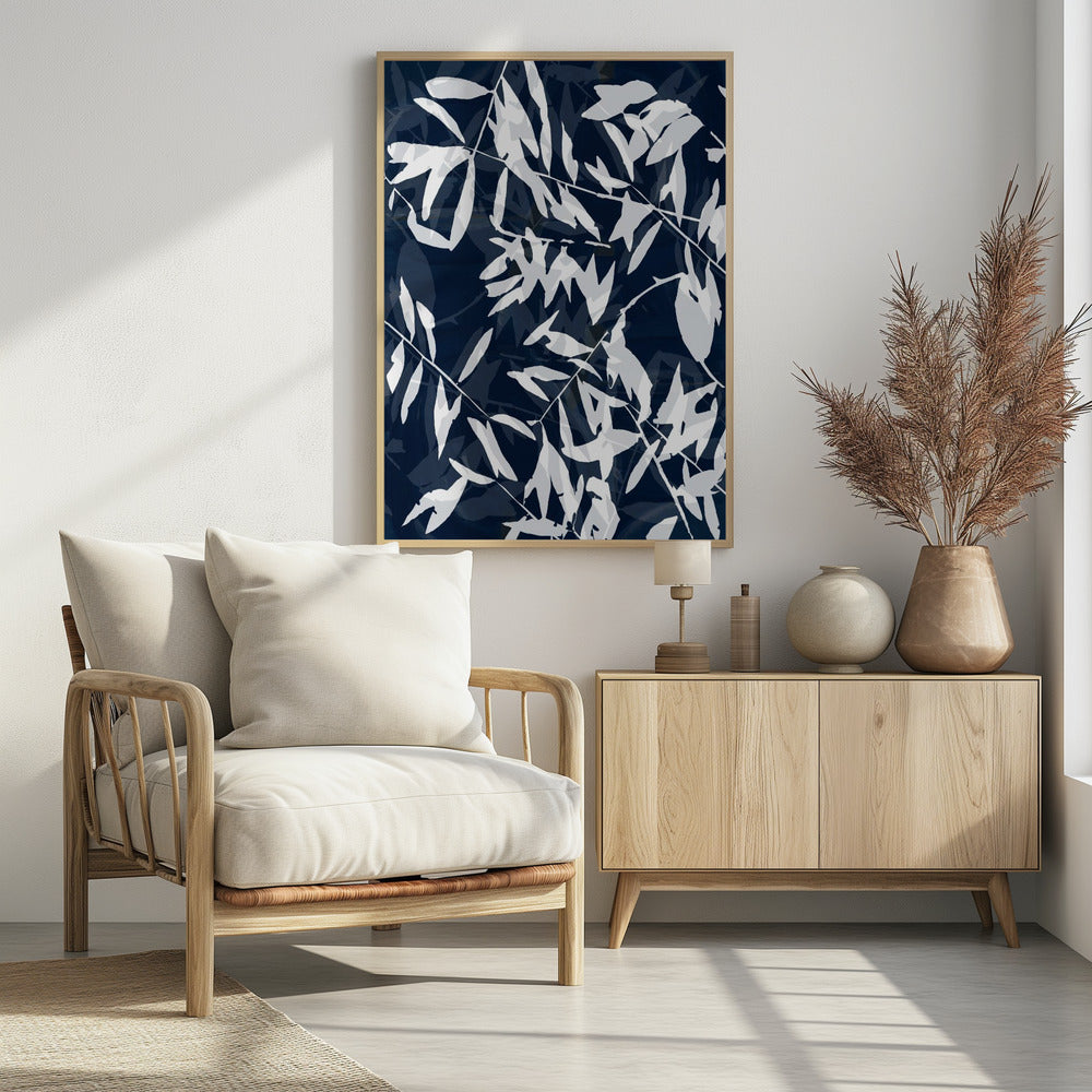 Navy White Bamboo 1 | Poster