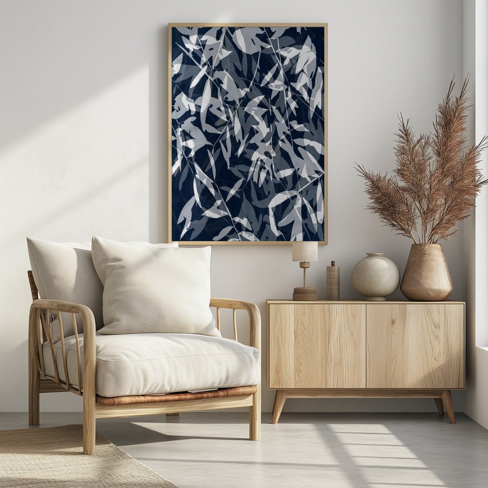 Navy White Bamboo 3 | Poster