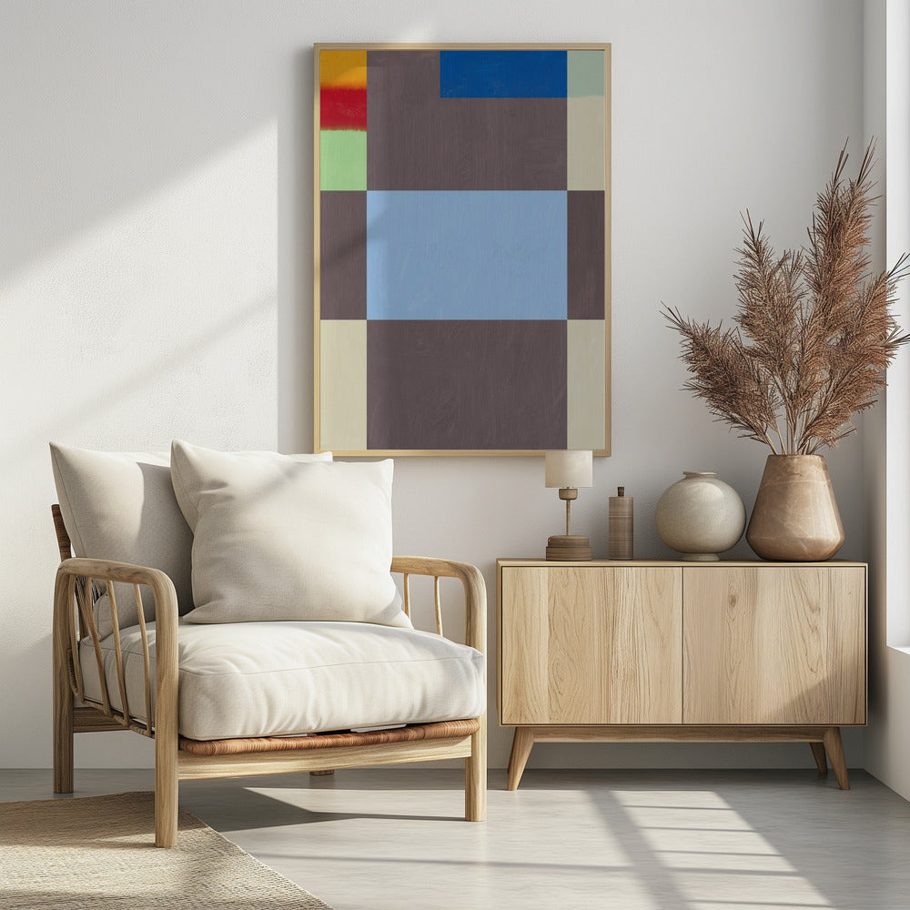 Geometrische Formen mit einer gedämpften Farbpalette aus Grau | Poster