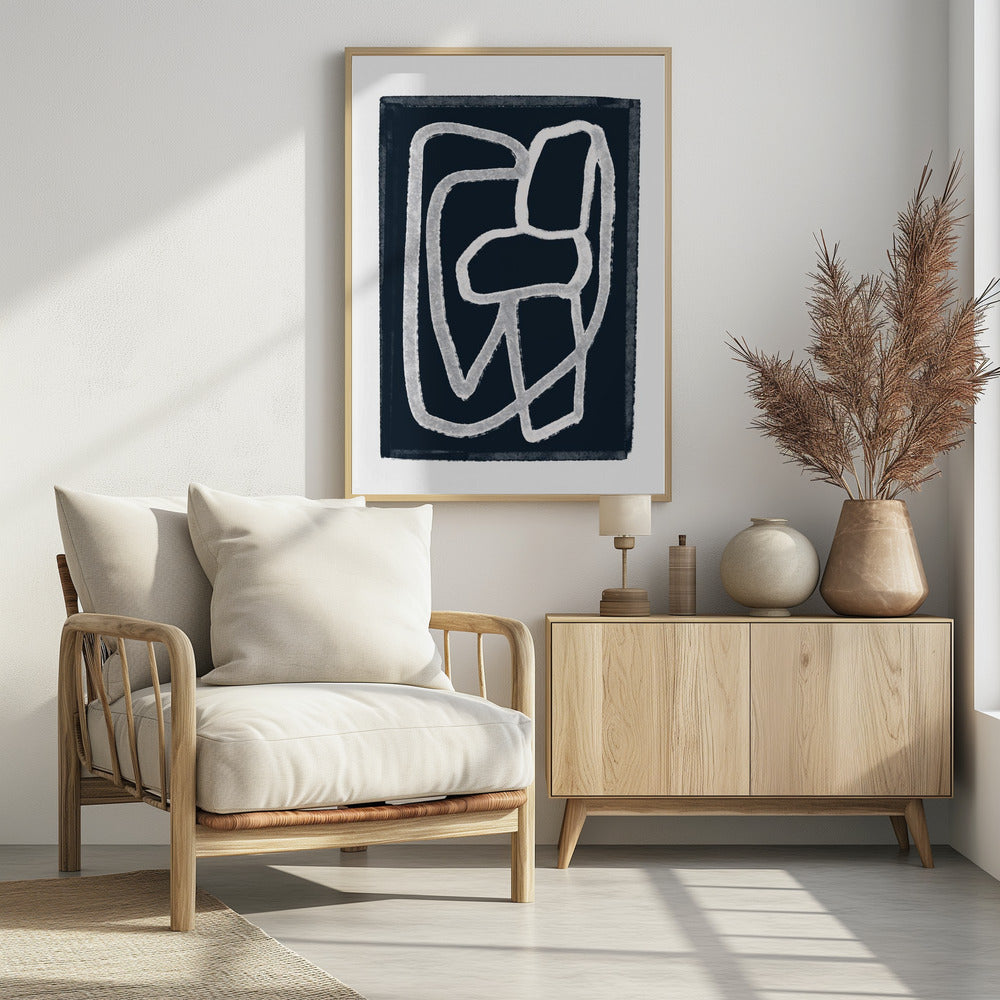 Marineblaue abstrakte Linien | Poster