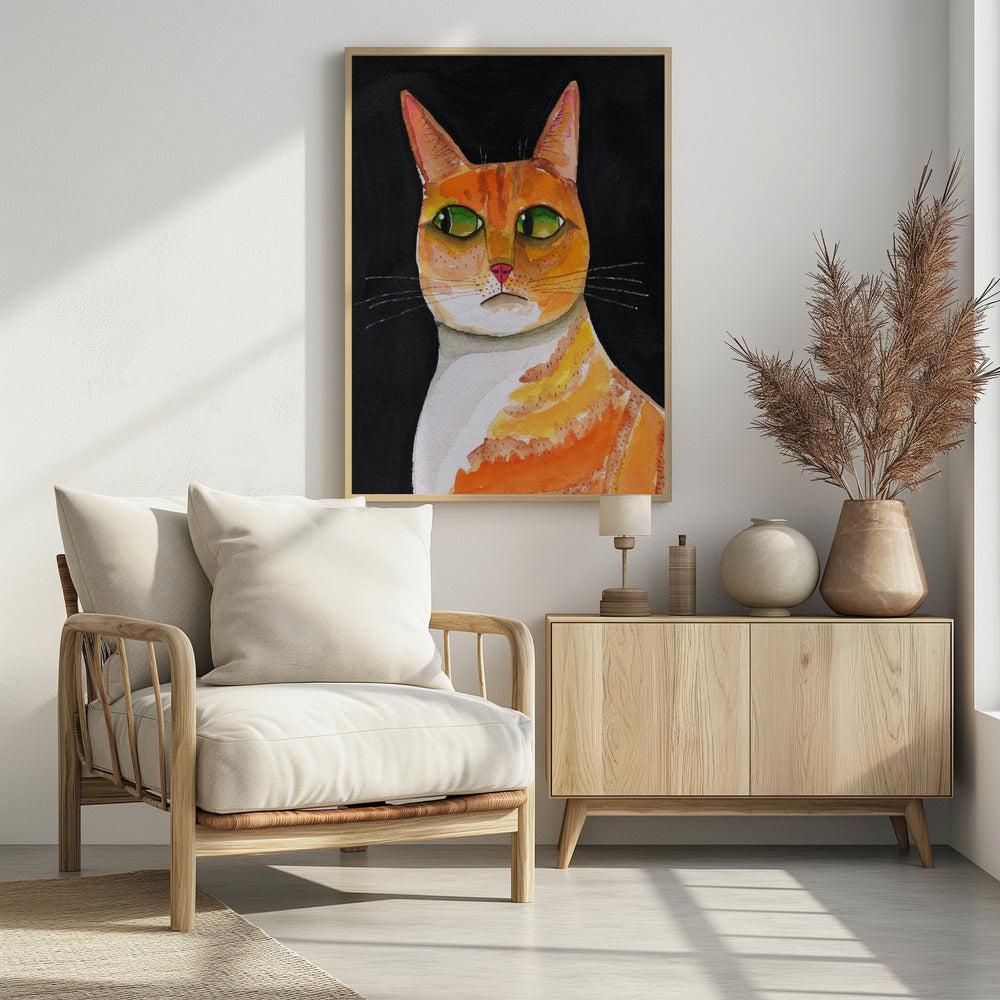 Seitenaugen-Katze Nahaufnahme Ingwerkatze | Poster
