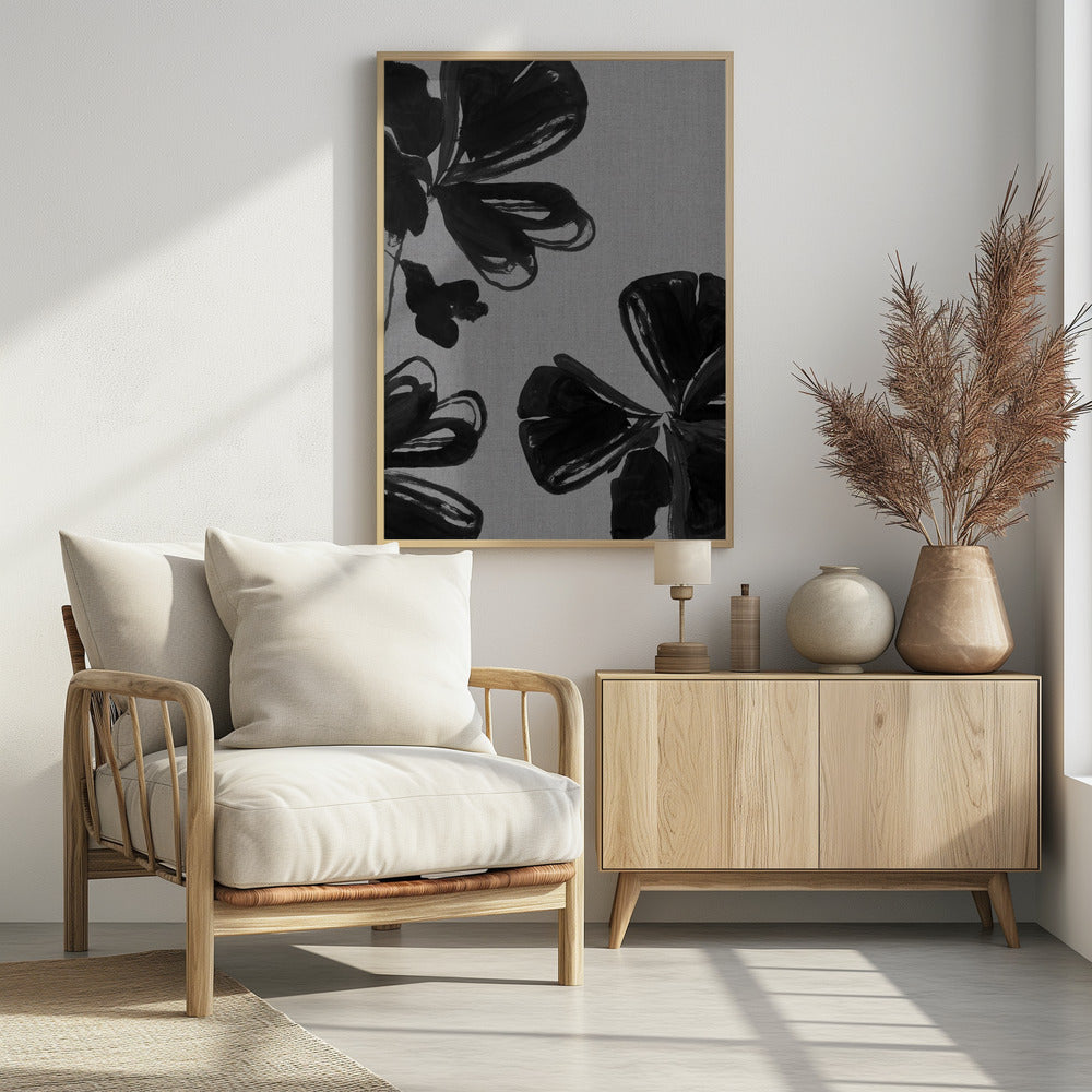 Schwarzes Blumenmuster 4 | Poster