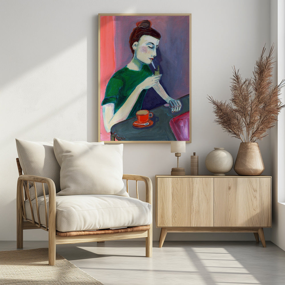 Dame zündet Zigarette an | Poster