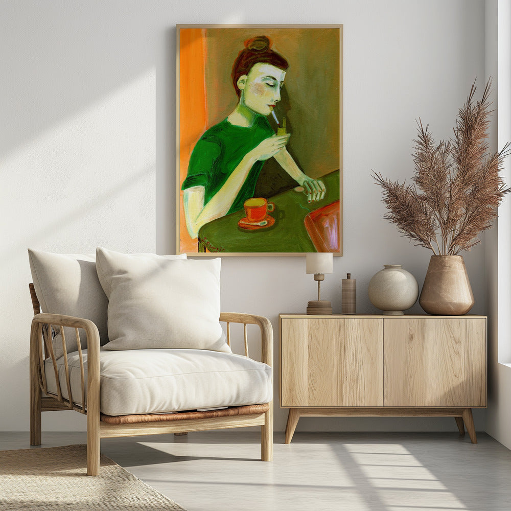 Dame zündet Zigarette an | Poster