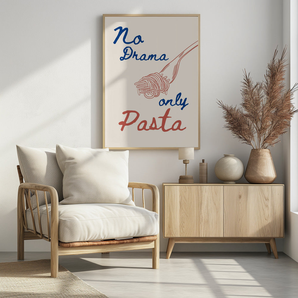 Kein Drama, nur Pasta, Illustration + Text | Poster