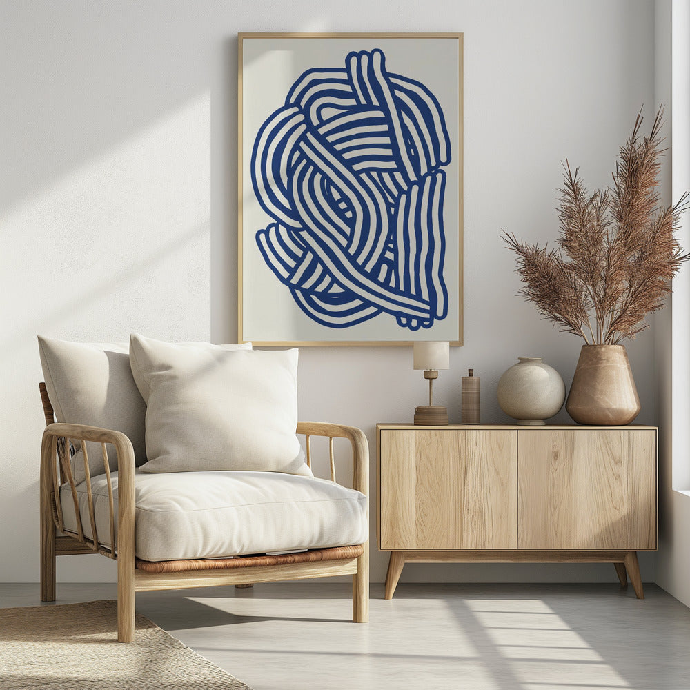 Organische Linienkunstform in Blau | Poster