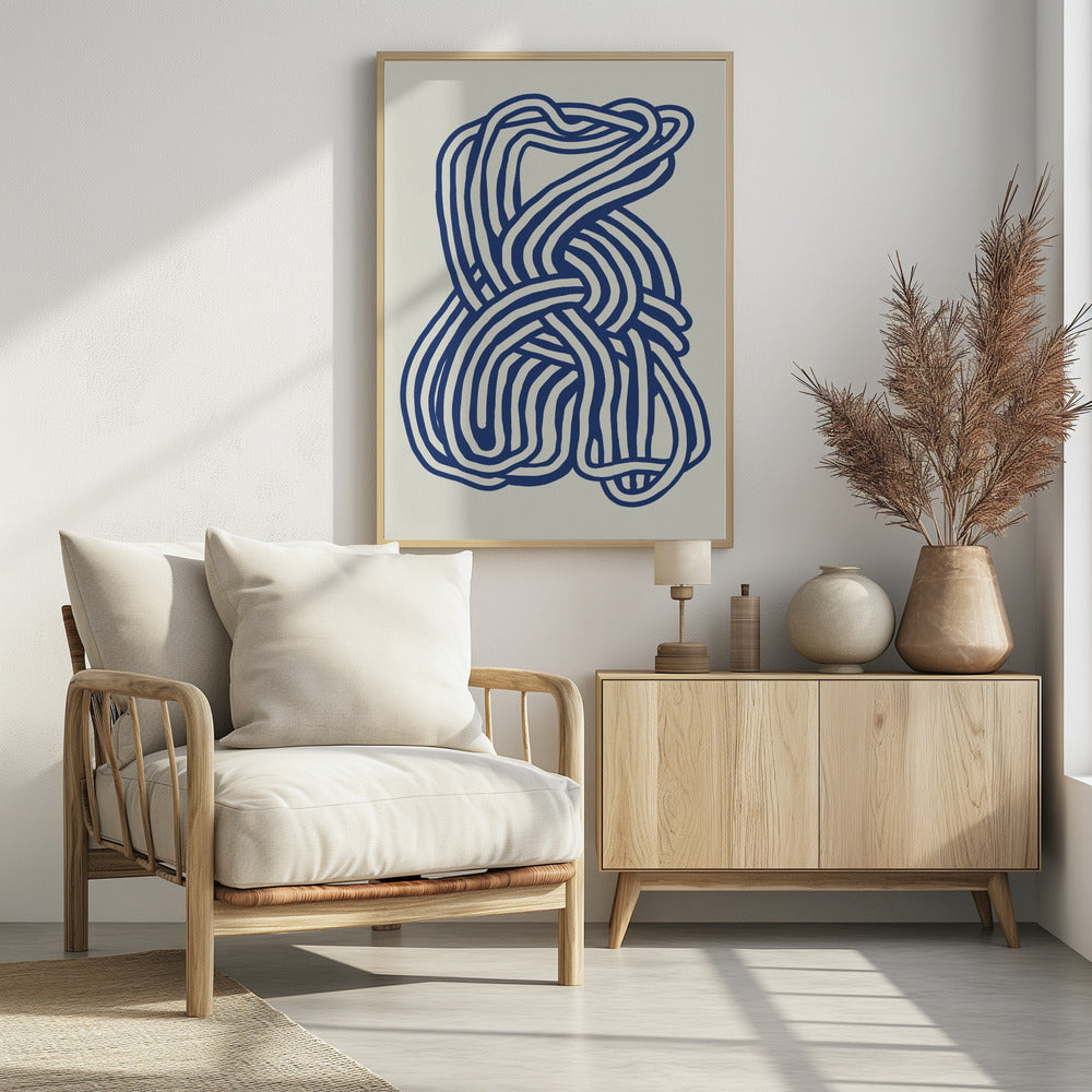 Line Art organische Form in Blau 02 | Poster