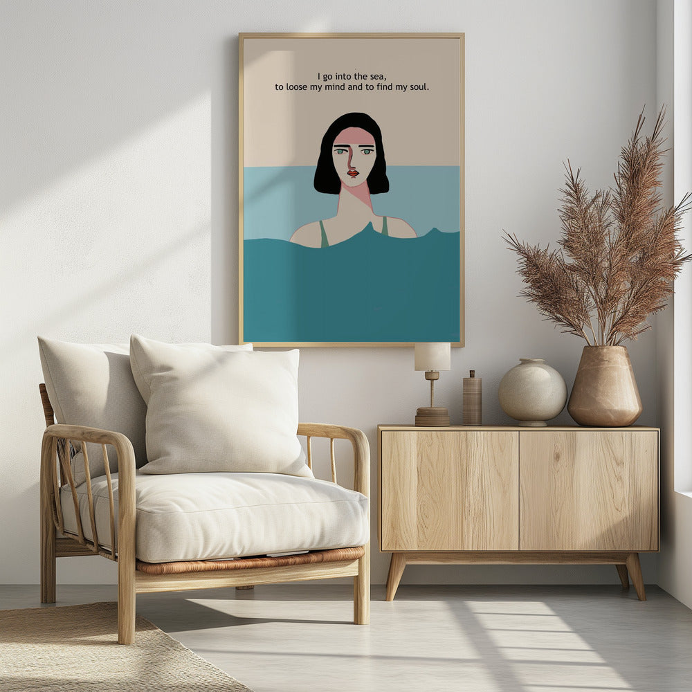Ozean-Schwimmerin mit Text | Poster
