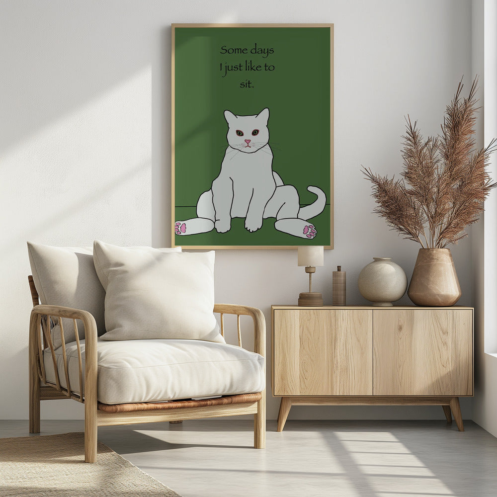 Weiße Katze mit Zitat | Poster