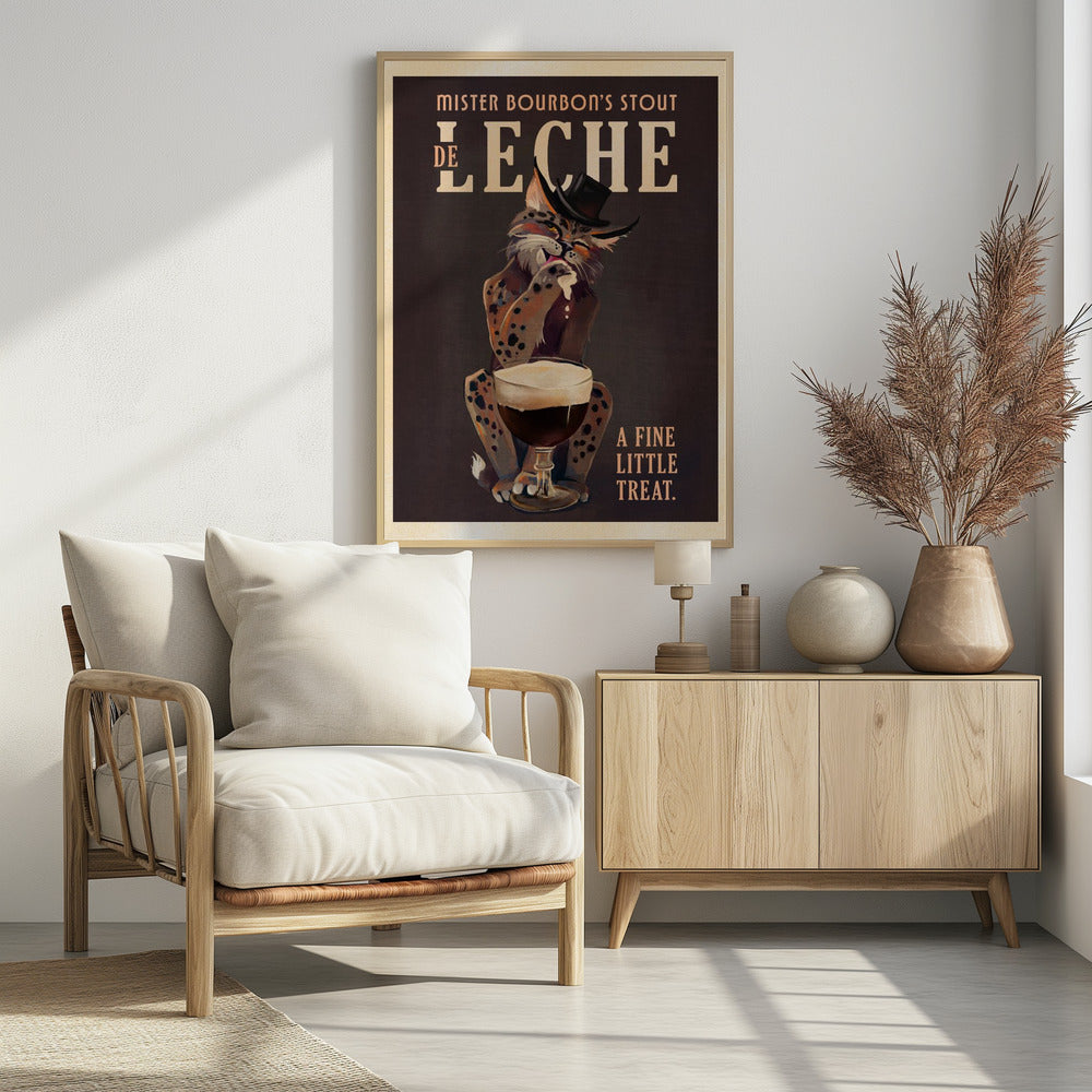 Bourbon De Leche Guinness Stil Katze Kunst | Poster