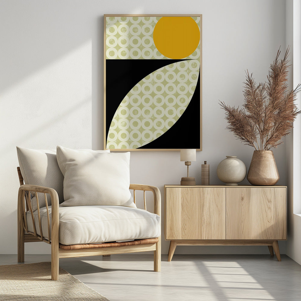 Geometrische Formen mit einem kräftigen gelben Kreis | Poster