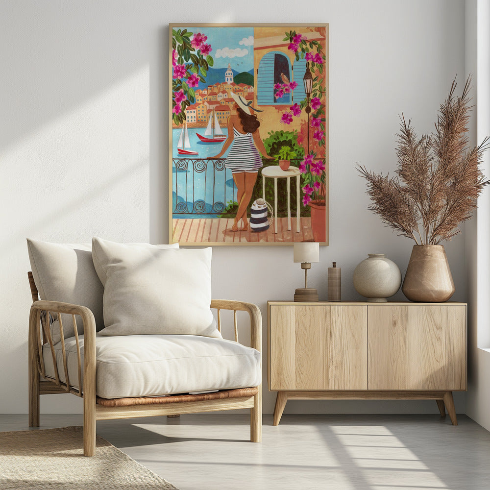 Travel poster woman in Saint-Tropez, France | Poster