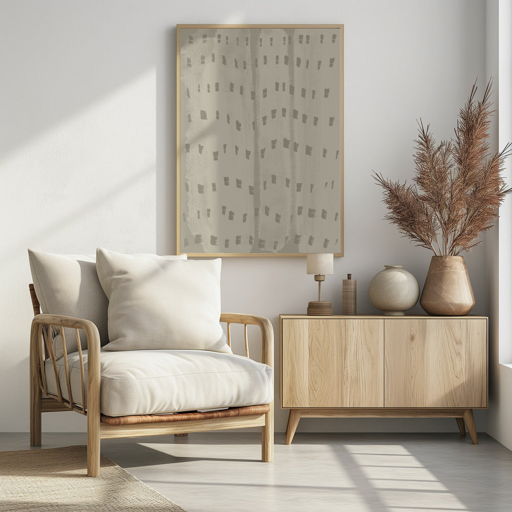 Sanfter Wellenrhythmus – Wabi-Sabi Muster in Beige | Poster