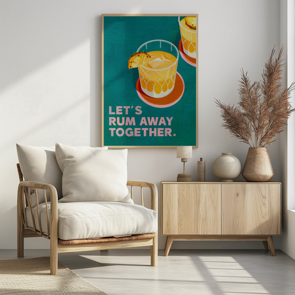 Rum Away Beach Bar Cocktail Art | Poster