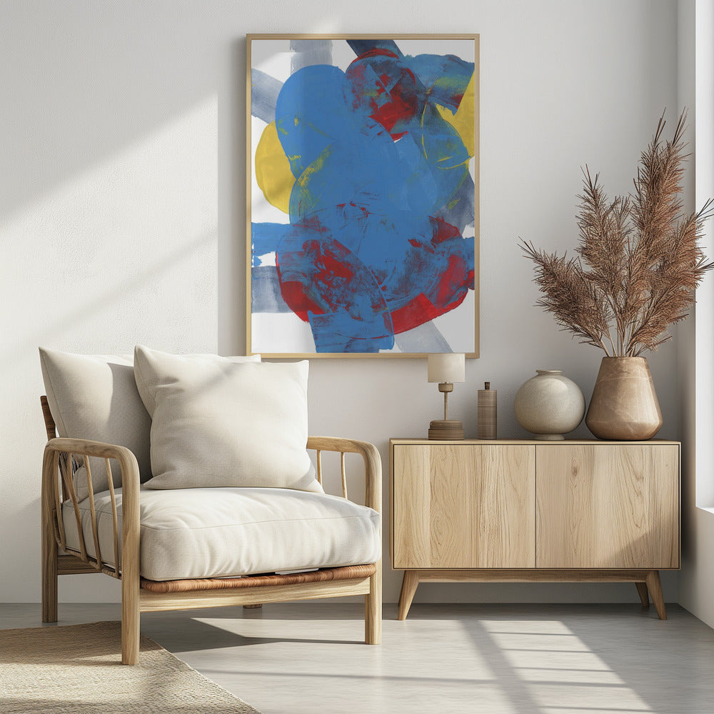 Abstract Blue Red Yellow Shapes 2 | Poster