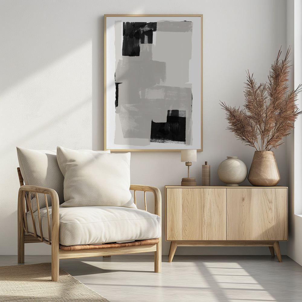 Abstrakte Komposition in Schwarzweiß Nr. 3 | Poster