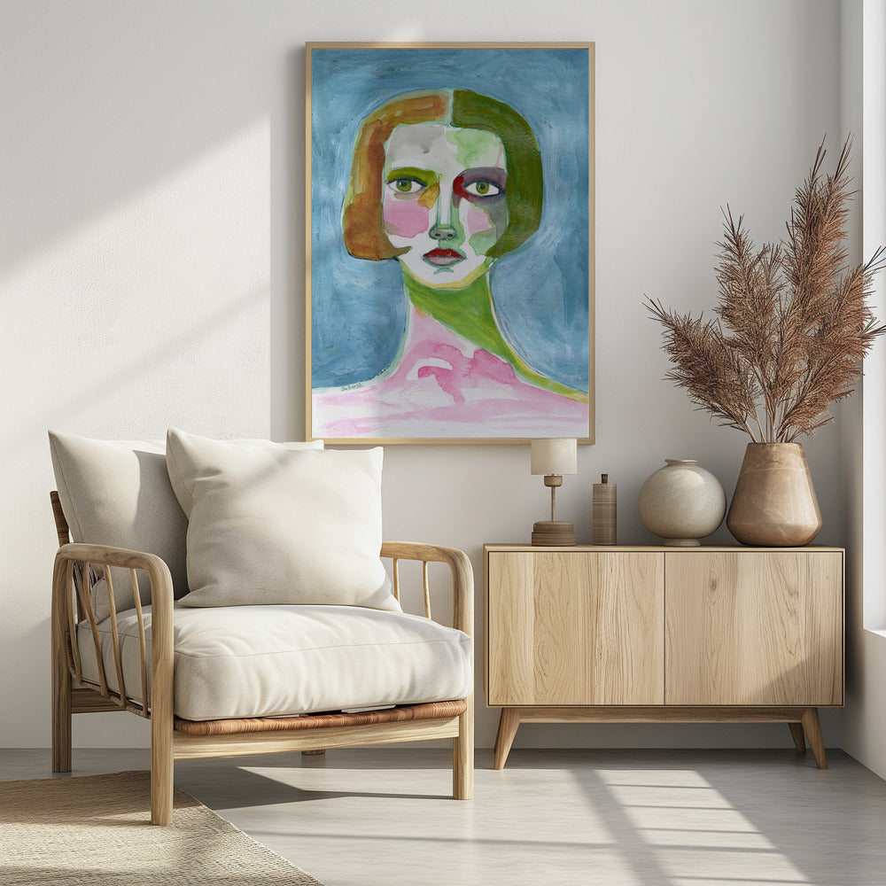 Dame mit Bob-Haarschnitt Blau | Poster