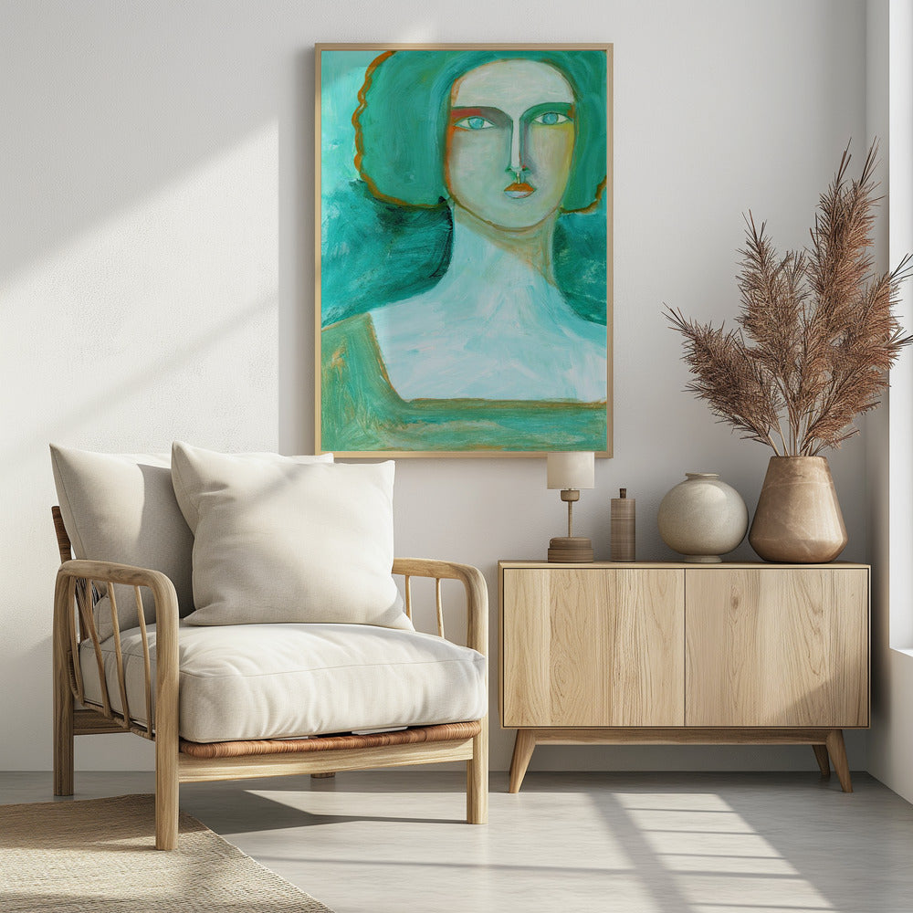 Grünes Mädchen träumt vom Meer | Poster