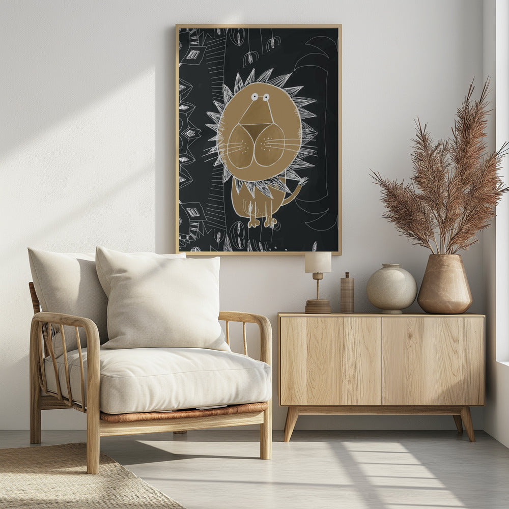 Süßer Löwe mit Dschungel-Doodle von der Künstlerin Carla Daly | Poster