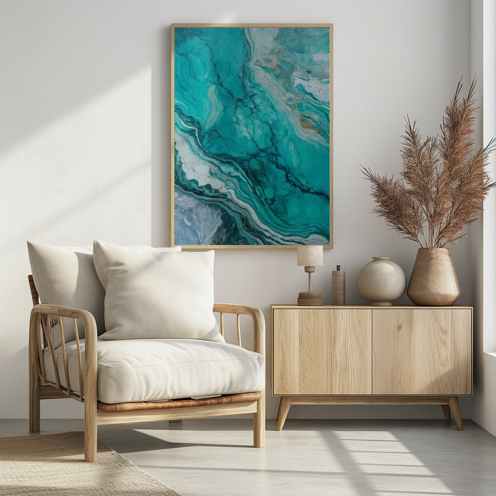 Abstract Patterns With Swirling Turquoise | Poster